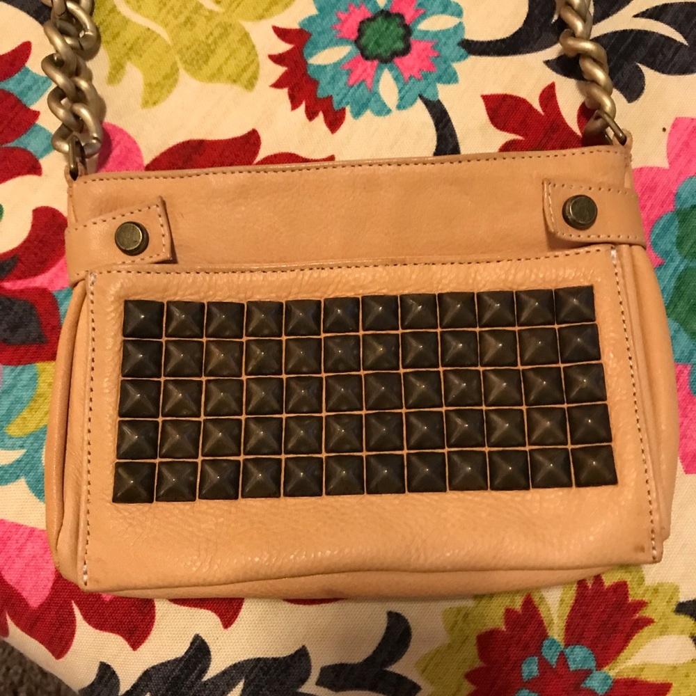 Tylie Malibu cognac leather studded crossbody bag